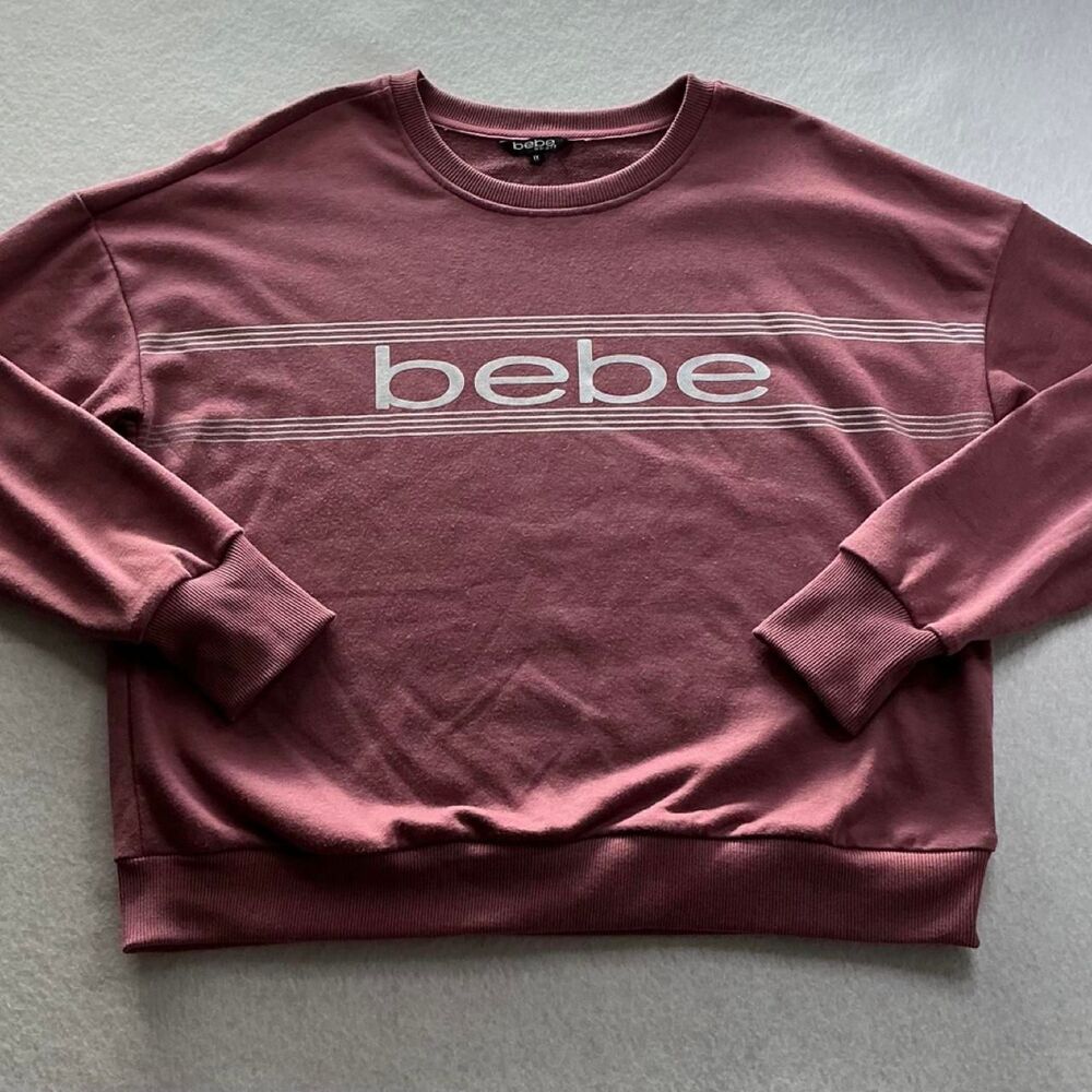 Bebe Women's Pink and Burgundy Sweatshirt